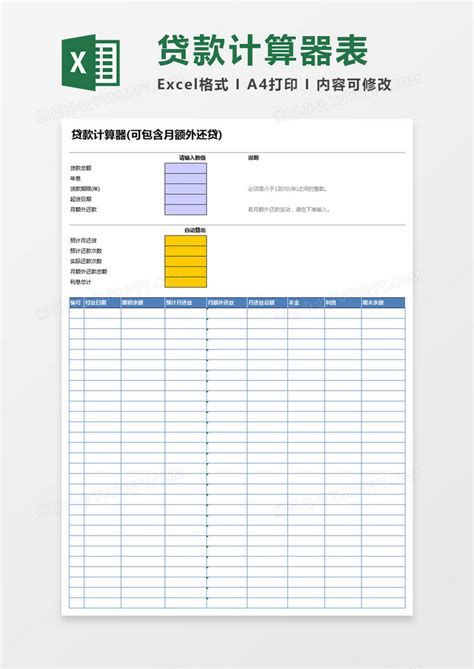 贷款还款自动计算表格Excel模板下载_熊猫办公