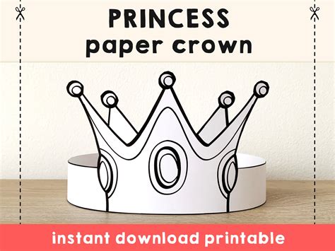 Princess Paper Crown Coloring Printable Kids Craft Princess ...