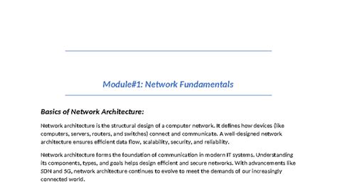 R&S Module#1 - Fundamentals of Network Architecture and Design - Studocu