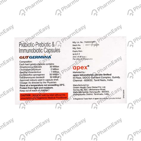 Buy Gutgermina Strip Of 10 Capsules Online at Flat 15% OFF | PharmEasy