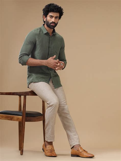 Men Pure Linen Sandal Pant with Trim Fit PL03