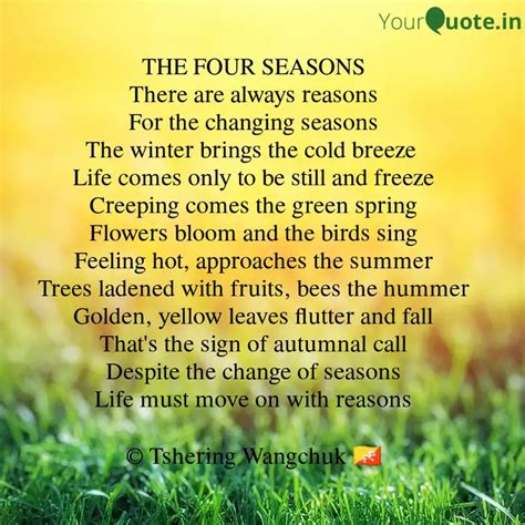 THE FOUR SEASONS There ar... | Quotes & Writings by Tshering Wangchuk ...