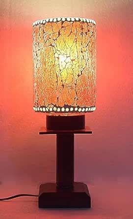 Buy DONERIA Mosaic Design Glass Shade Table Lamp with Wooden Base for ...