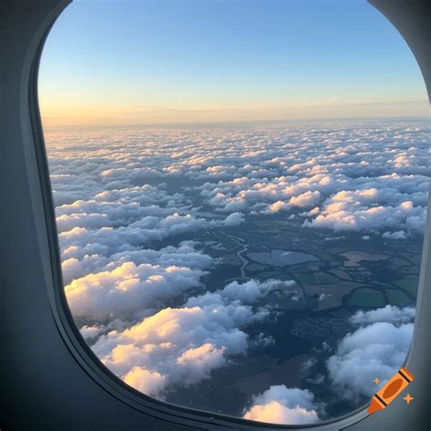 Realistic airplane window view on Craiyon