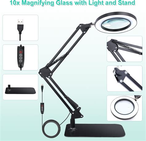 NZQXJXZ 10X 20X Magnifying Glass with Light and Stand and India | Ubuy