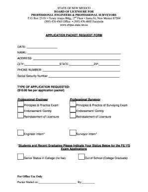 Fillable Online Application Request Form - New Mexico Board of ...