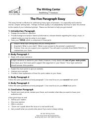 Five Paragraph Essay Outline Download Printable PDF | Templateroller