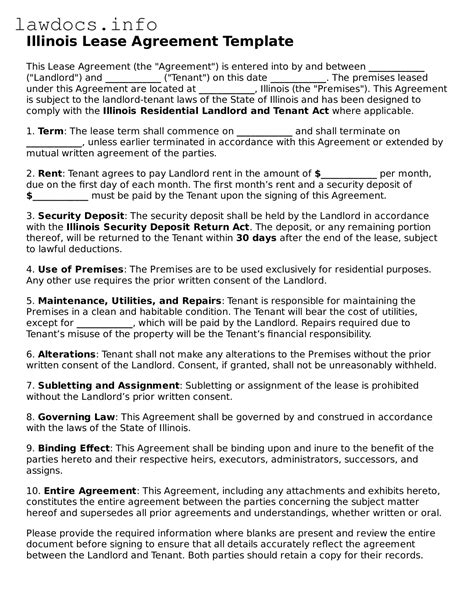 Free Illinois Lease Agreement Forms ≡ Printable Template