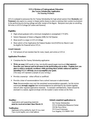 Fillable Online ugeducation ucla jim varney scholarship ucla form Fax ...
