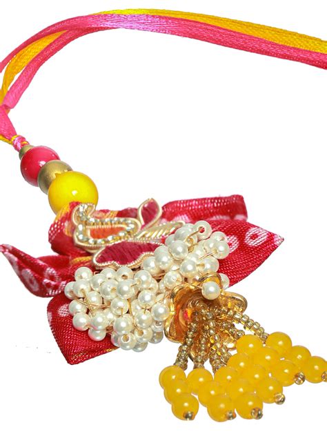 Priyaasi Floral Beaded Fancy Lumba and Rakhi Set