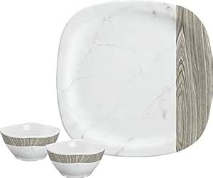 Buy Servewell Marbo Wood Melamine Buffet Set, 18-Pieces, White Online ...