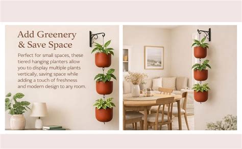 THE HANDICRAFTIAN Terracotta Vertical Garden Hanging Setup Set of 3 ...