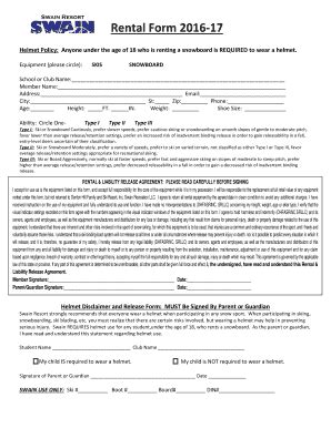 Fillable Online Rental Form 2016-17 Fax Email Print - pdfFiller