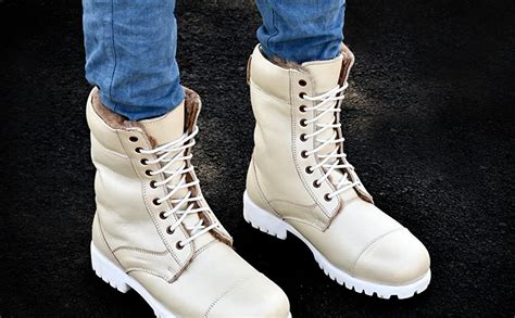 Buy ASM Snow White Leather 10 INCHES Long Boots with Original Fur ...