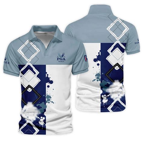 2024 PGA Championship Valhalla Rolex Blue White Brush Line Vneck Polo ...