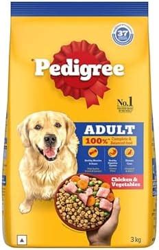 Pedigree Adult Dry Dog Food, Chicken & Vegetables, 3 kg, Contains 37 ...