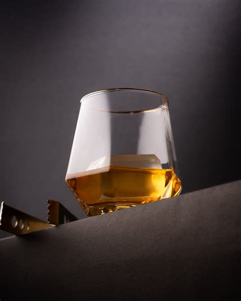 Car-O-Bar Tipsy Whiskey Glass | Clear with Gold Rim