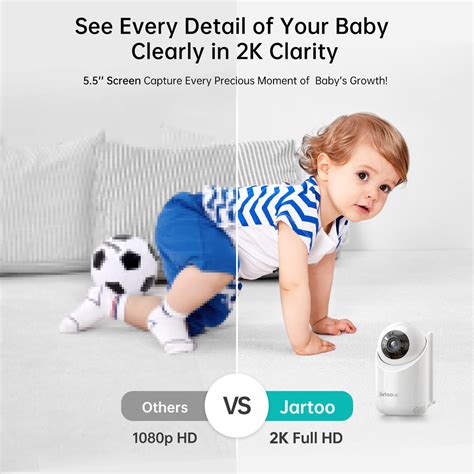 Jartoo Best Baby Monitor No WiFi Video Camera 2K Screen AI Cry Sensor Audio