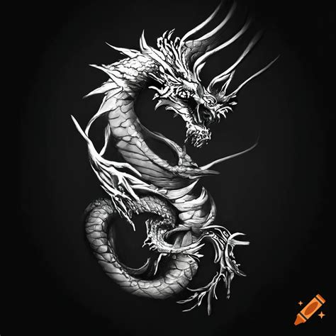 Dragon tattoo design in black and white ink style on Craiyon