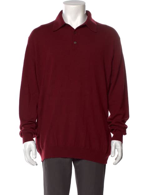 Agnona Cashmere Collar Polo Sweater - Burgundy Sweaters, Clothing ...