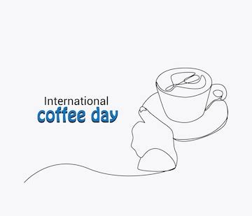 Vector continuous one line drawing international coffee day doodle ...