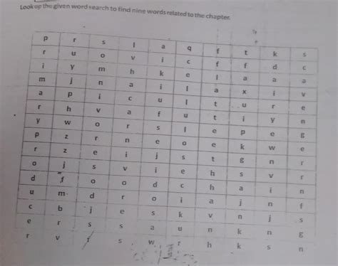 look up the given word search to find 9 words related to the chapter ...