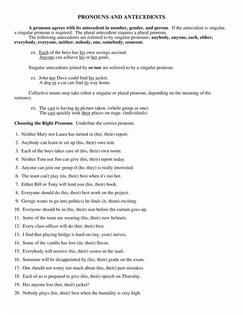 50 Pronoun Antecedent Agreement Worksheet