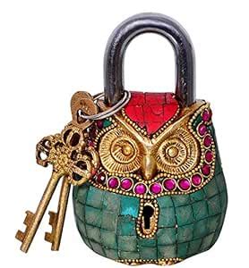 Buy CRAFTHUT Owl Shaped Brass Lock Padlock: Handmade Antique Design ...