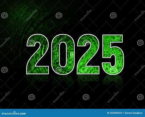 Green Two Thousand Twenty-five on White Stroke on Blur Numbers Green ...