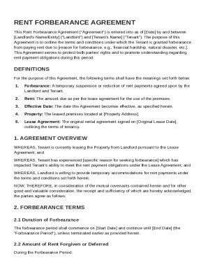 Rent Forbearance Agreement Template - Fill and Sign Printable Template ...