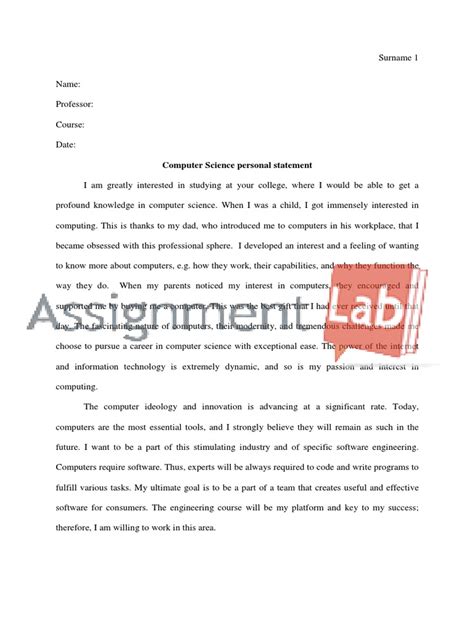 Image result for Personal Statement for Computer Science