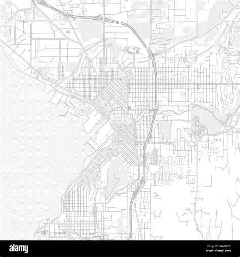 Bellingham, Washington, USA, bright outlined vector map with bigger and ...