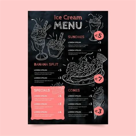 Premium Vector | Hand drawn ice cream blackboard menu | Blackboard menu ...