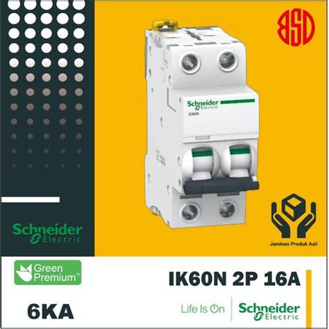 Jual MCB SCHNEIDER ACTI9 IK60N 2 Phase - 16 Ampere ORIGINAL SNI - 2P ...