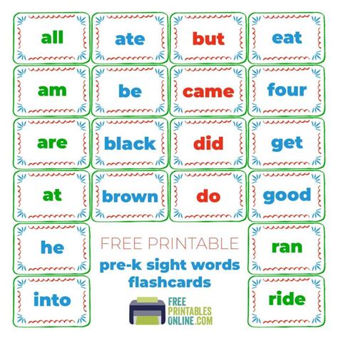 Dolch Sight Words Flash Cards