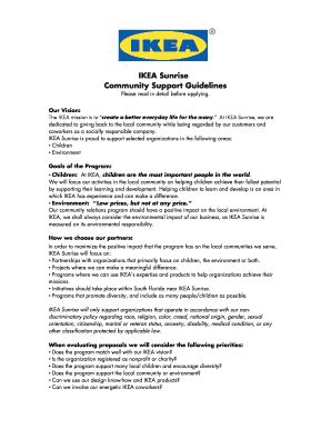 IKEA Sunrise Community Support Guidelines Application - Fill and Sign ...