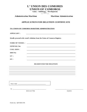 application-for-deletion-from-registry Doc Template | pdfFiller