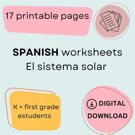 El Sistema Solar Worksheets | Spanish Worksheets | Spanish for Children ...