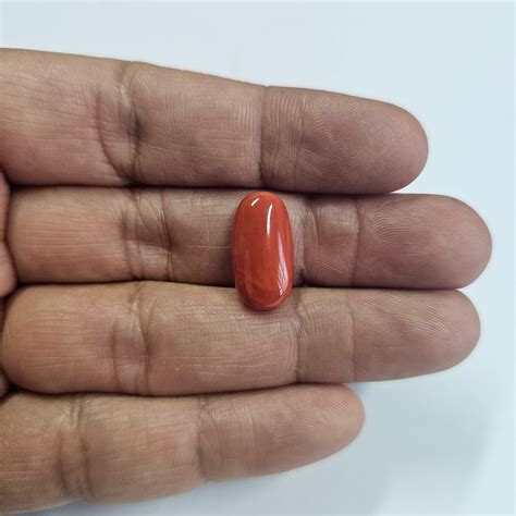 Certified Red Coral (Moonga) 8.50 Cts. (9.35 Ratti) Italy UNZI84 ...