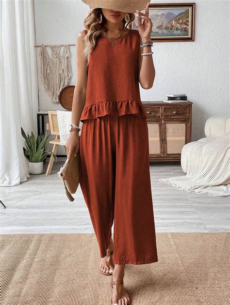 Calvaya Conjunto de dos piezas de verano con chaleco sin mangas con ...