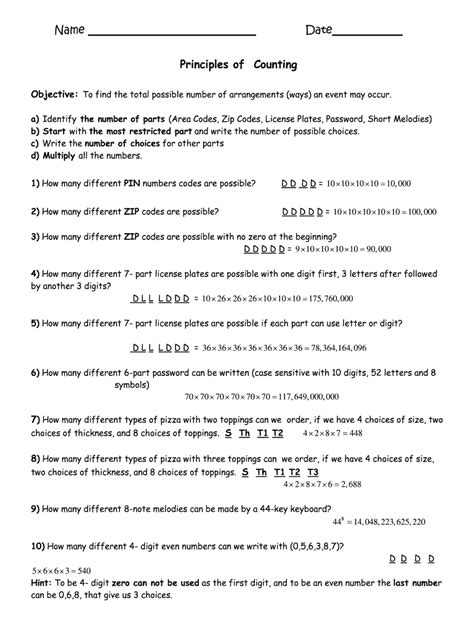 Image result for Counting Principle Worksheet