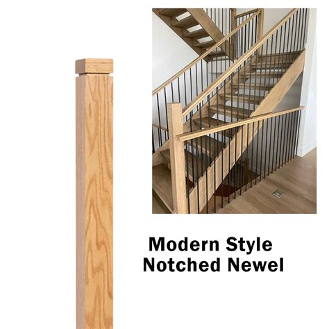 Modern Style Plain Square Newel Post Notched With Groove Red Oak/poplar ...