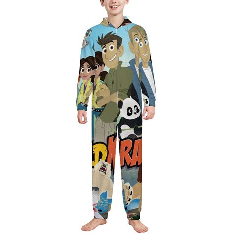 Wild Kratts Kids One Piece Pajama Hooded Union Suit PJs Sleepwear for ...