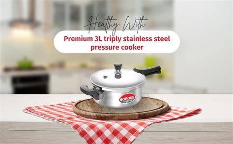 Buy Borosil Triply Pressure Cooker | SS304 Food Grade Stainless Steel ...