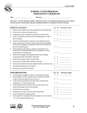 Fillable Online healthymealsforchildren School lunch program food ...