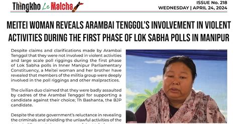 Meitei woman reveals Arambai Tenggol's involvement in violent ...