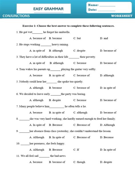 Image result for Conjunctions Worksheet