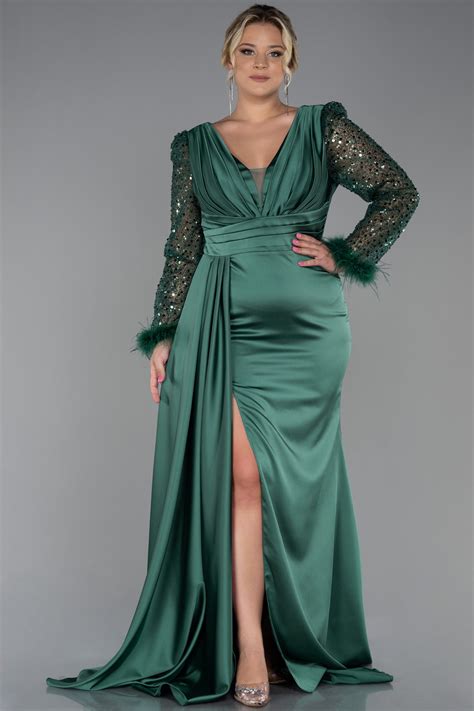 Long Emerald Green Plus Size Evening Dress ABU3237 | Abiyefon.com