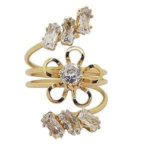Buy Auriglam 22kt Gold Plated Floral Layered Baguette Cz Adjustable ...
