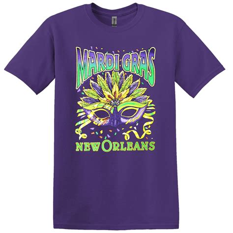 New Orleans Mardi Gras Purple Full Chest Print Tee Shirt - Mardi Gras ...